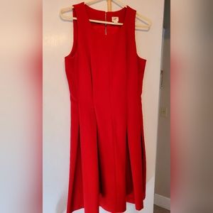 Ann Taylor Loft Vintage Red Sleeveless Pleated Dress   Sz 6
